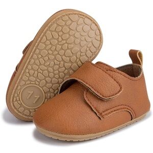 Light Brown Baby Walker Shoes with Slip-On Design and Non-Slip Sole